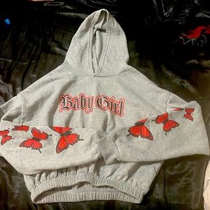 Cute “Baby girl” grey and red crop top from faded rose.